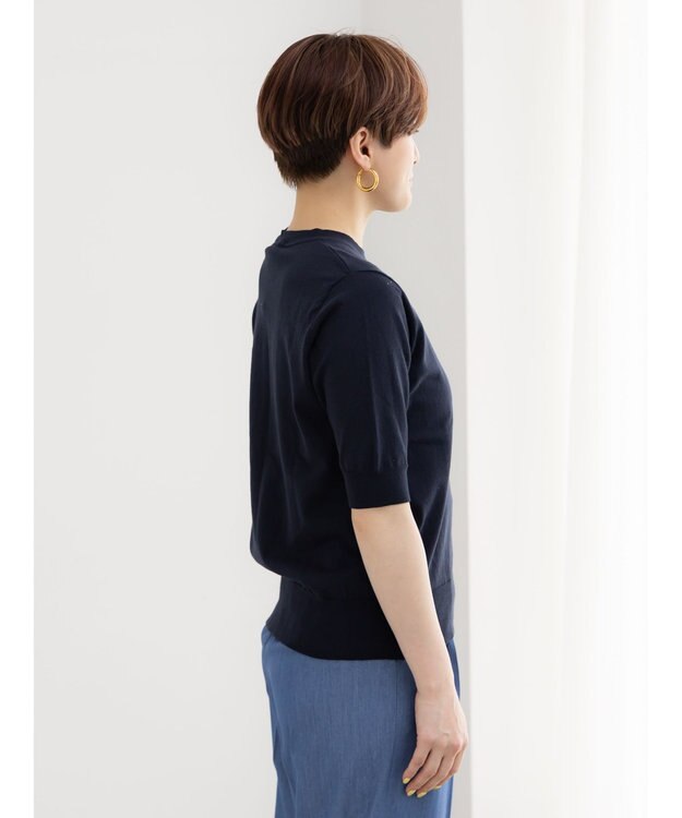 Te chichi 14G天竺ハーフスリーブニットプルオーバー ネイビー