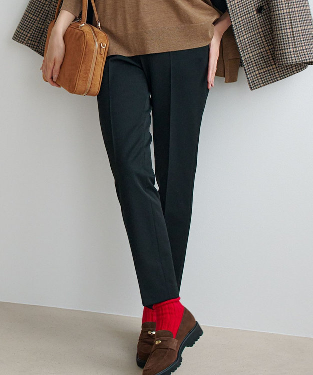 23区 L 【VERY掲載/撥水加工/洗える】TRストレッチギャバ テーパード パンツ ブラック系