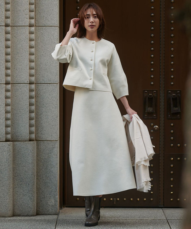 UNFILO L BEAUTY FORM KNIT フレアスカート グレージュ