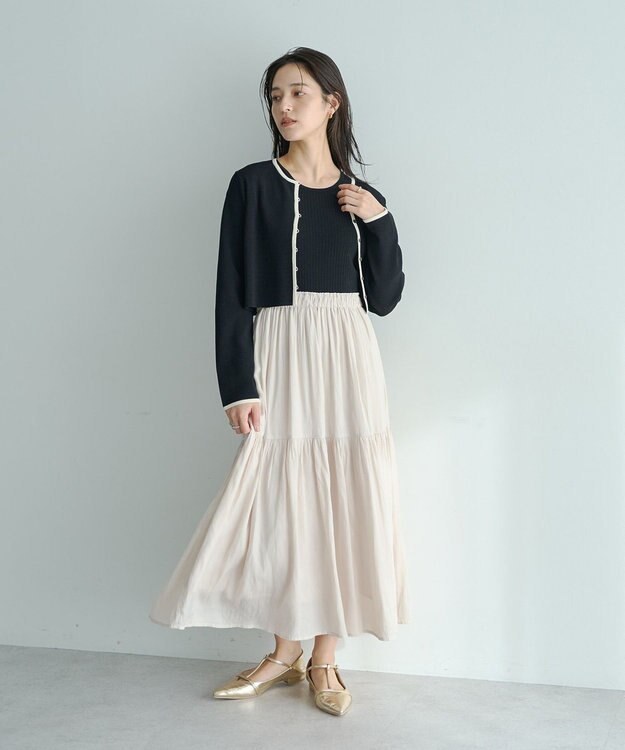 YECCA VECCA 【2点SET】カーディガンセットワンピース Black