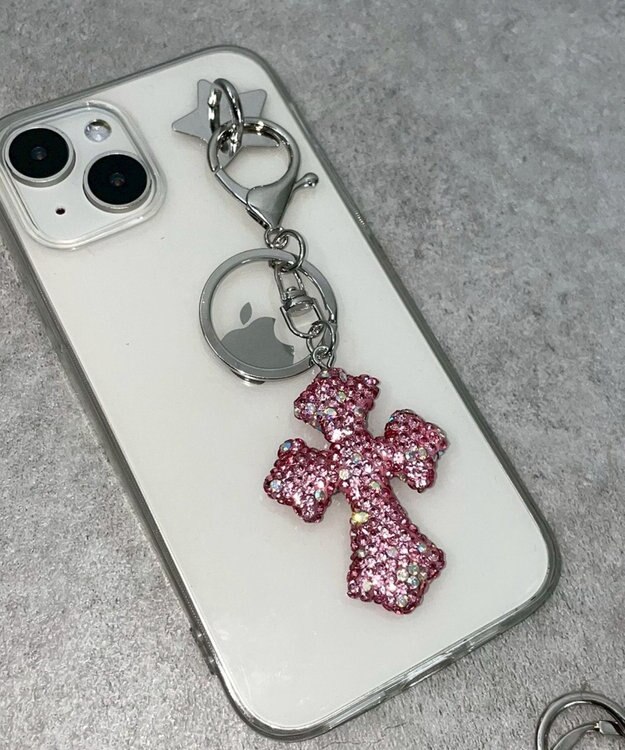 WEGO キラキラクロスキーホルダー ピンク