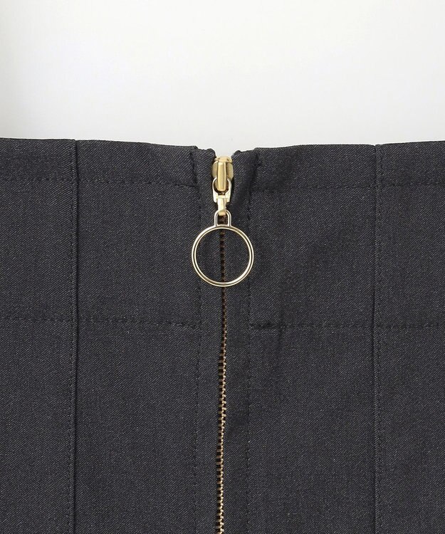 ANY SIS 【2WAY】フロントジップタイト スカート シャンブレーブラック