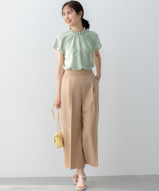 組曲 L 【ストレッチ・イージーケア】オシャクロス ガウチョパンツ ベージュ系