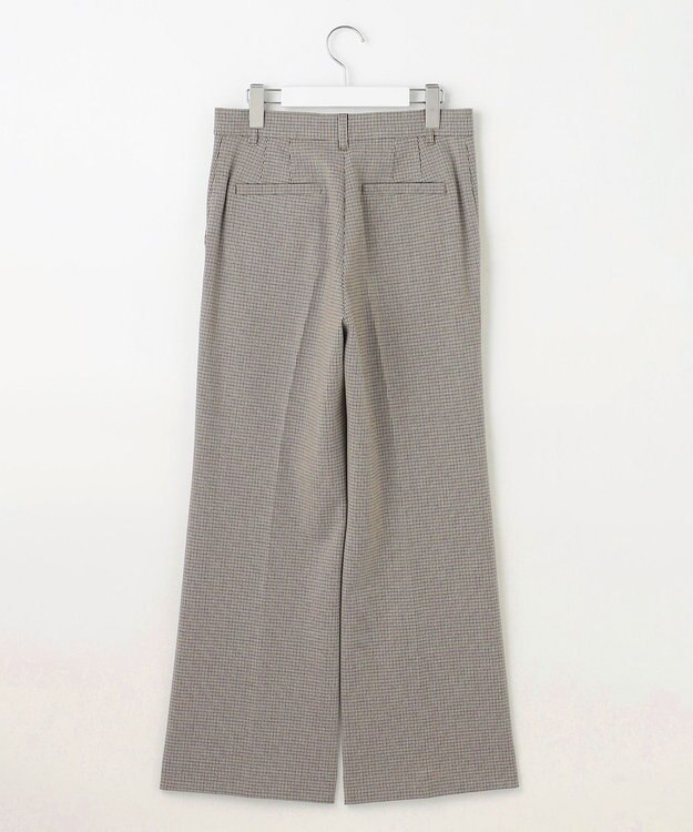 自由区 【撥水加工・洗える】TRギャバチェック柄ストレート パンツ ベージュ系チェック