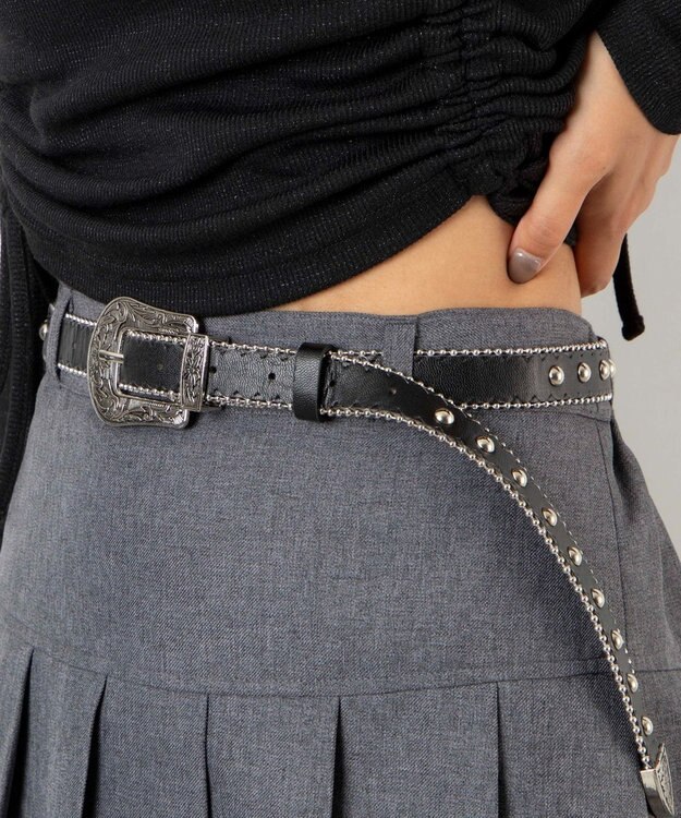 WEGO Lウエスタンバックルスタッズ付ベルト 柄1