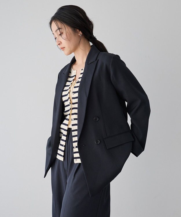 YECCA VECCA ロングテーラードジャケット Navy