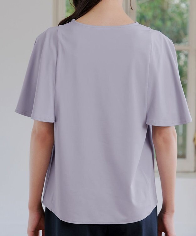 Tiaclasse 【洗える】ブラウス見えフレアスリーブカットソー ラベンダー