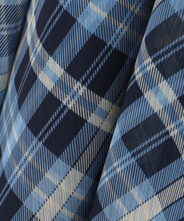 Feroux 楊柳チェックフレア スカート ネイビー系2