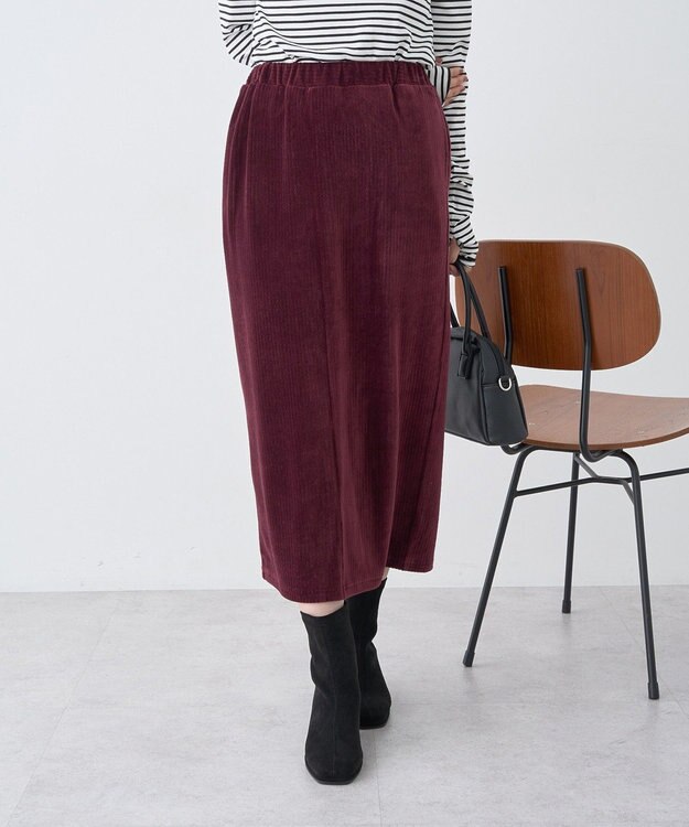 earth music&ecology コーデュロイナロースカート Bordeaux