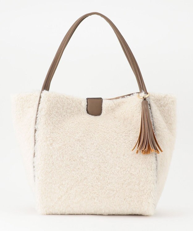 united bamboo フェイクボアリバーシブルトート ベージュ系