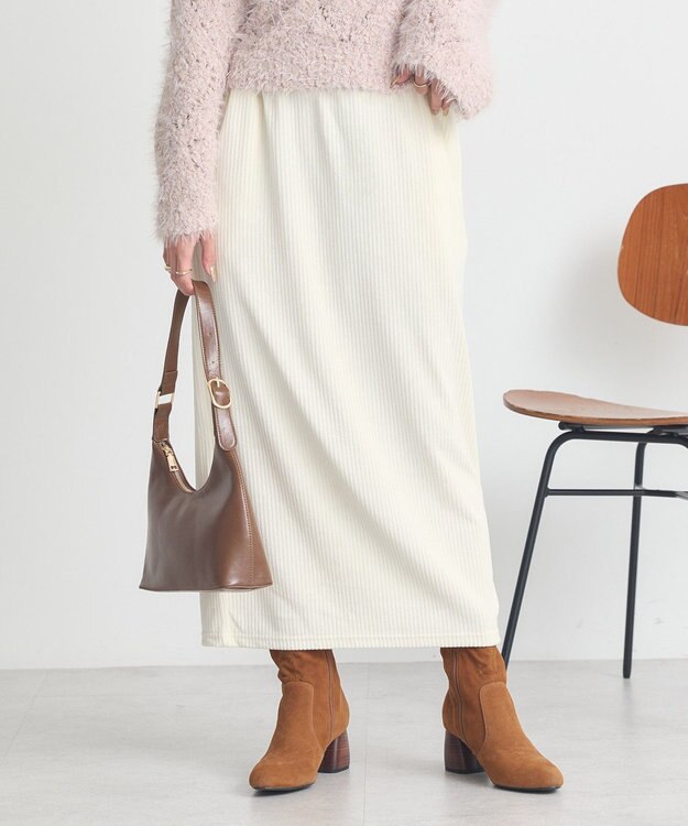 earth music&ecology コーデュロイナロースカート Ivory