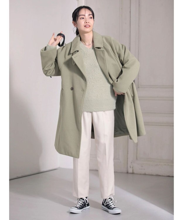 Green Parks ビーバー調テーラードカラーコート Green