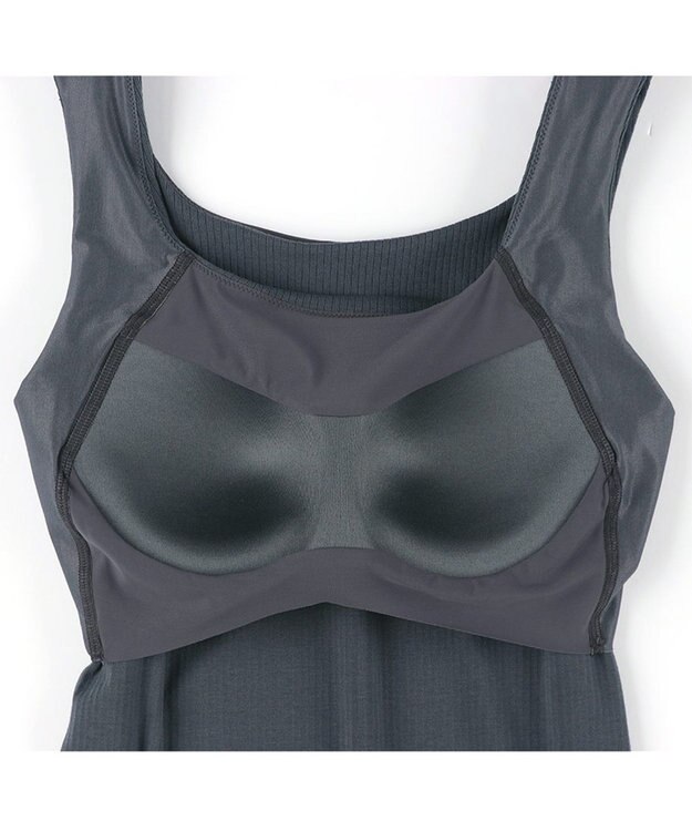 Wing カップ付きタンクトップ ラク きれいなバストシルエット 綿混(身生地) 【シンクロブラトップ】 リブタイプ ブラトップ ET1173 ウイング／ワコール ダークグレー