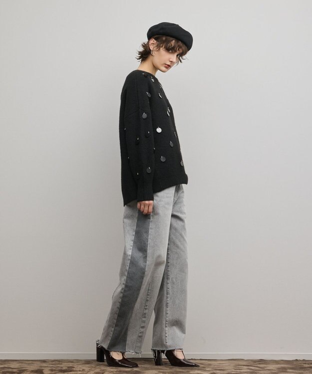 GRACE CONTINENTAL スパンコールニットトップ ブラック