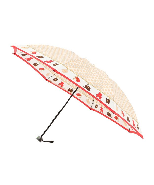 MOONBAT FURLA 折りたたみ傘 チャーム＆ロゴプリント UV 耐風 日本製 ベージュ