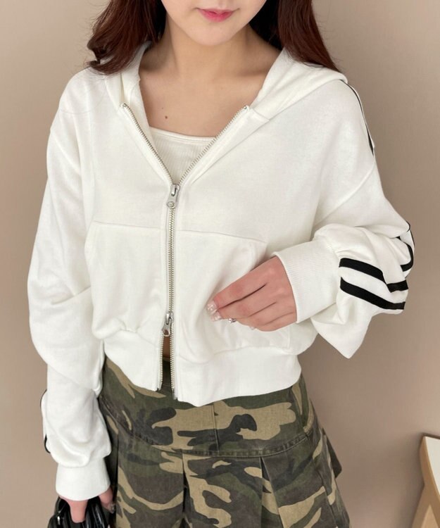 WEGO Wジップショートパーカー ホワイトその他