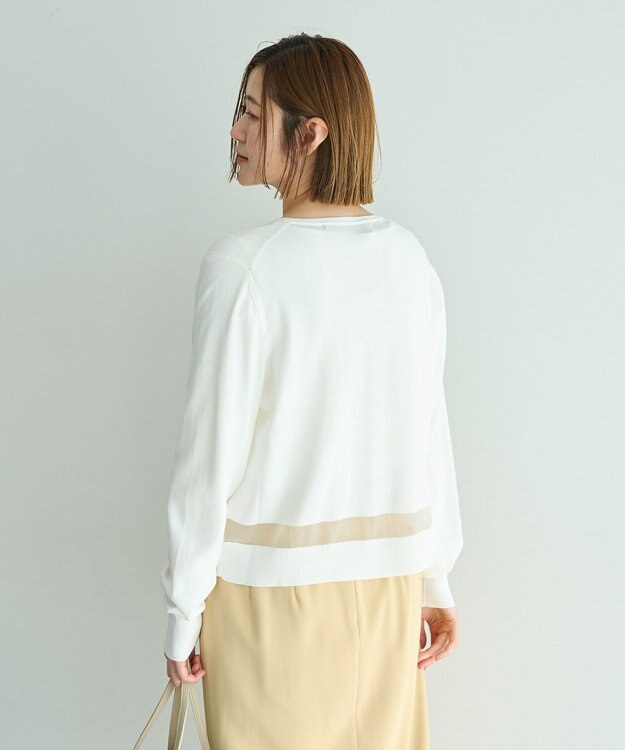 YECCA VECCA シアーMIXカーディガン Off White