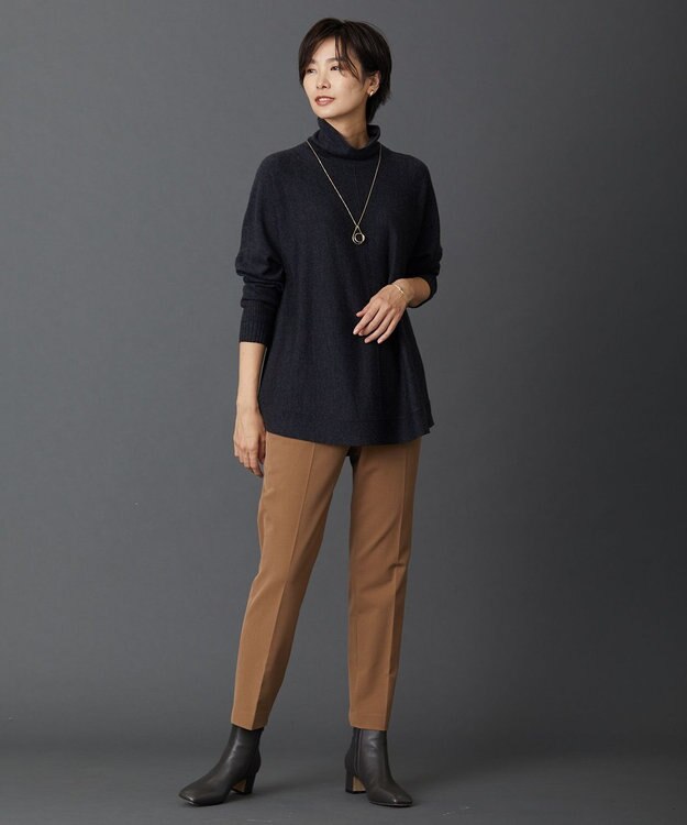 J.PRESS LADIES 【洗える】アルガンシルク テーパード パンツ キャメル系