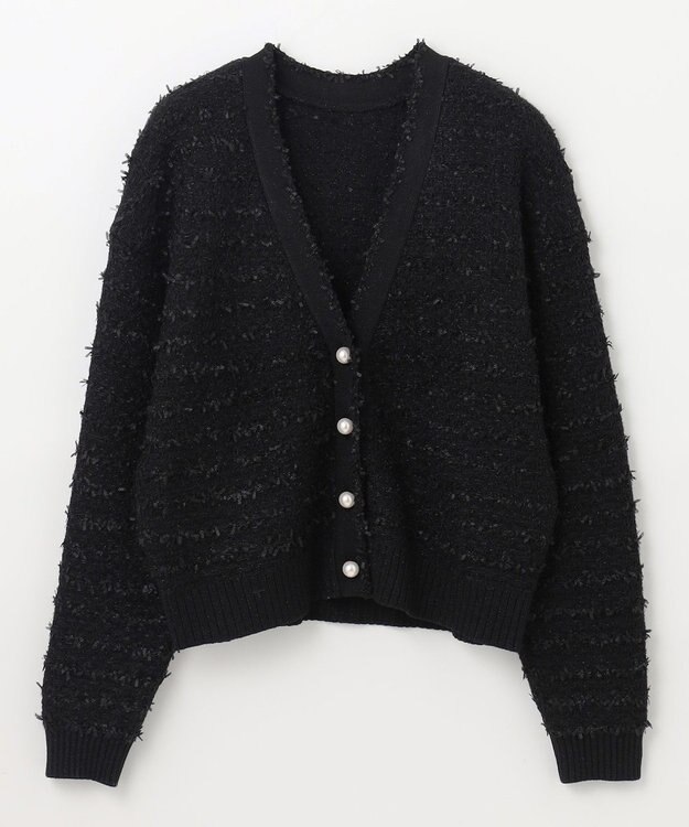 GRACE CONTINENTAL ラメツイードニットカーディガン ブラック