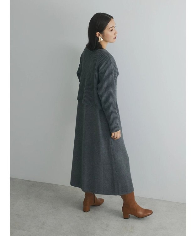 Green Parks armonia. ＳＥＴ２点ニットワンピース Charcoal Gray