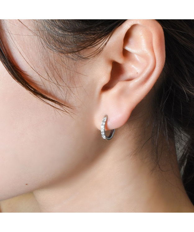 blancotokyo 【金属アレルギー対応】ジルコニアフープピアス CLARA シルバー