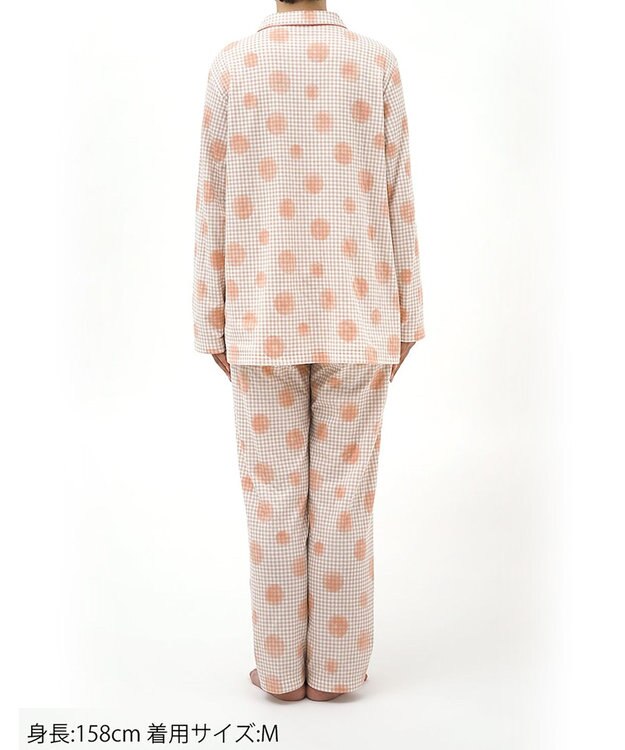 Wing パジャマ 綿100%(本体肌側) あったか 3Lまで対応 大きいサイズ 長袖 長ズボン 冬 レディース EP5075 ウイング／ワコール オレンジ
