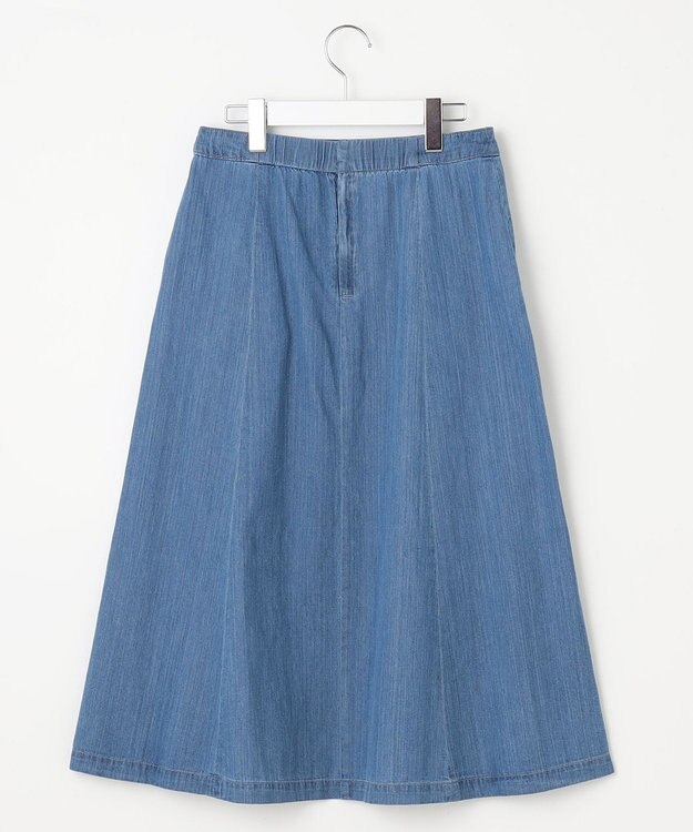 J.PRESS LADIES 【洗える】5ozバージラコンパクト スカート ダルブルー系