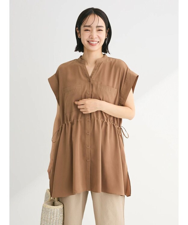 Green Parks ウエストドロストフレンチスリーブチュニック Light Brown