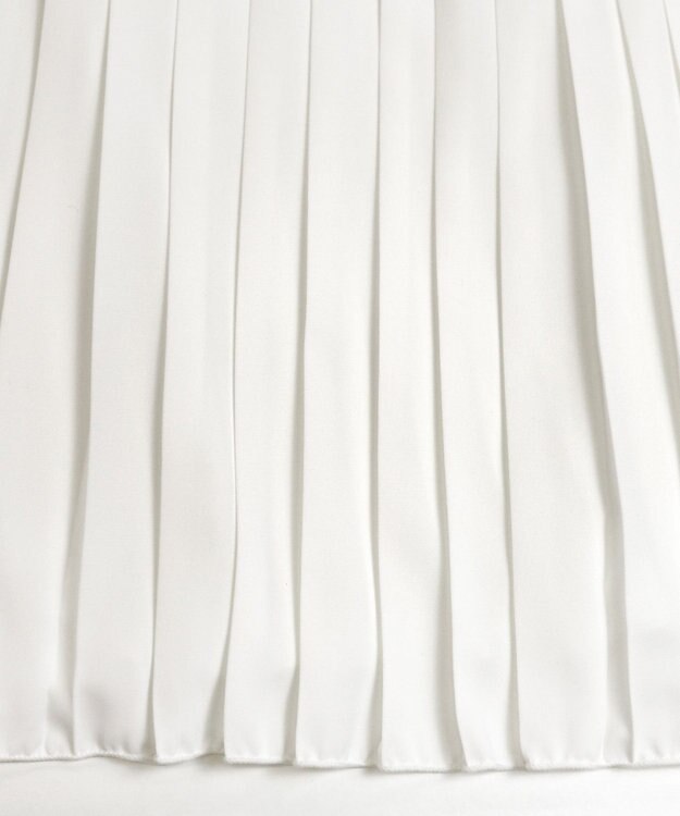 Tiaclasse 【洗える】裏毛プリーツコンビワンピース ブルー×オフ