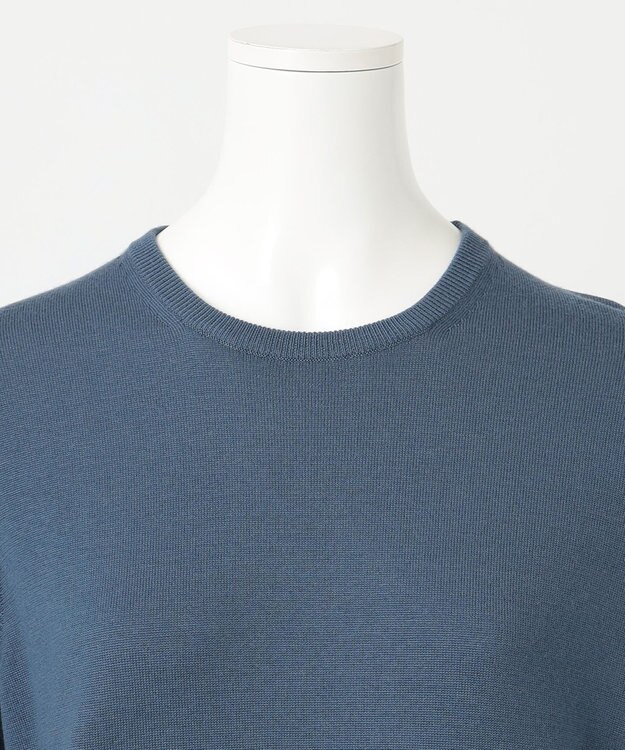 23区 【R(アール)】ウーステッドウールカシミヤ クルーネックニット ダルブルー系