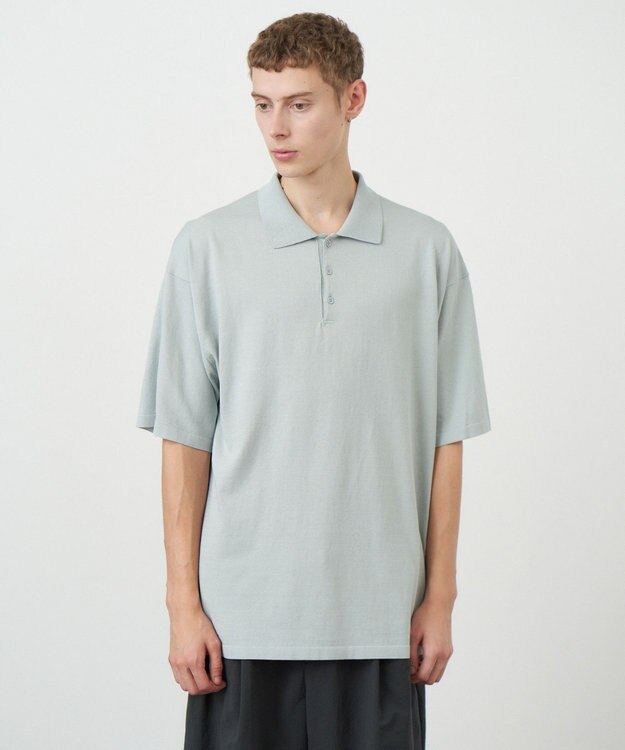 ATON FRESCA KNIT | ポロセーター - UNISEX SAX