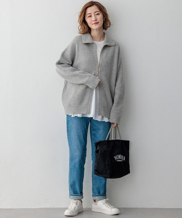 23区 S 【ご好評につき新色追加】ナチュラルコットンベアコンビ ペプラム カットソー ホワイト系