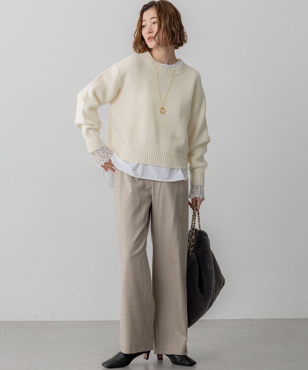 23区 S 【洗える】ウールカシミヤ パフスリーブ ニット アイボリー系