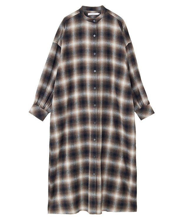 AMERICAN HOLIC バンドカラーチェックシャツワンピース Check Black