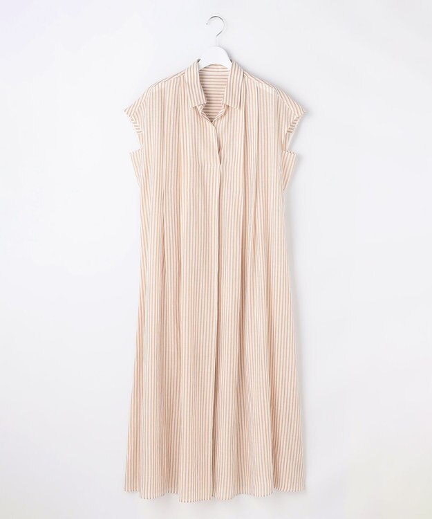 自由区 L 【17号サイズまで展開・WEB限定カラーあり】シアーラミーローンスキッパーシャツ ワンピース オフ×ベージュ