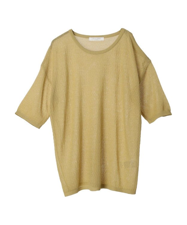 Green Parks 透かし編み肩あきニットプルオーバー Light Khaki