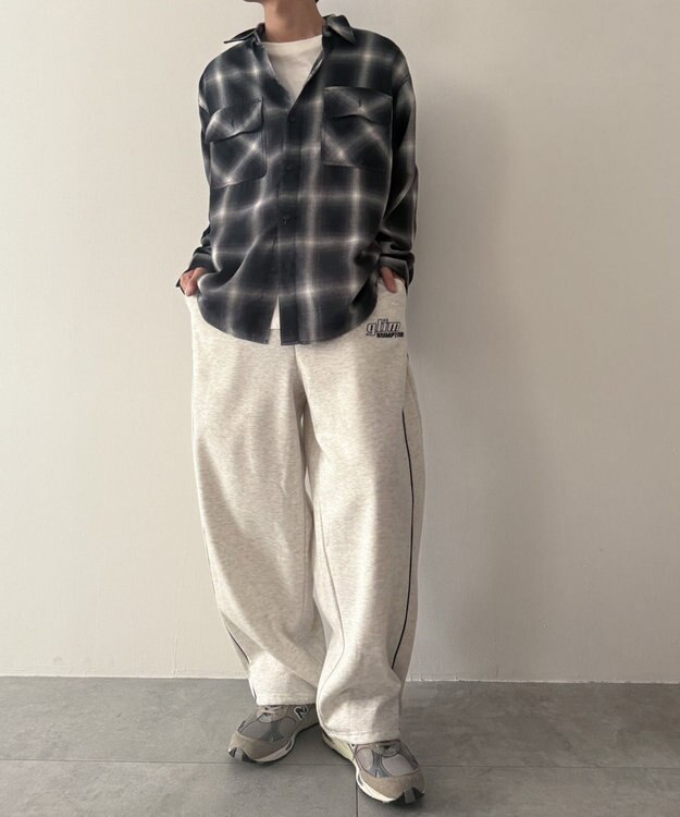 WEGO 【ウエストゴム】パイピングスウェットパンツ ホワイト