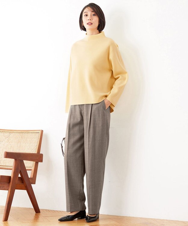 自由区 【セットアップ対応・洗える】ウールミラノボトルネック ニット クリーム