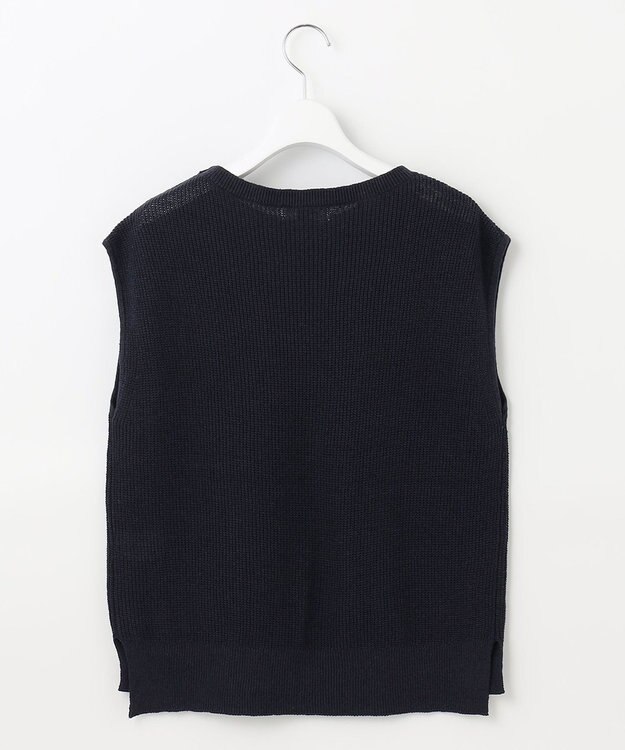 J.PRESS LADIES L 【洗える】 リネンコットン ニットベスト ネイビー系