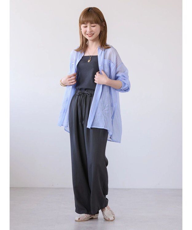 AMERICAN HOLIC 接触冷感リネンブレンドワイドパンツ Charcoal Gray