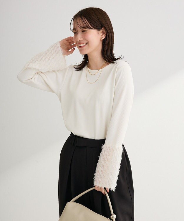 Green Parks 袖フェザードッキングプルオーバー Ecru