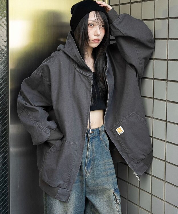 WEGO ワーカーズフードブルゾン ブラック中濃色