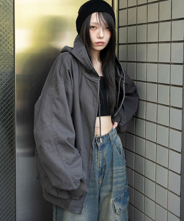 WEGO ワーカーズフードブルゾン ブラック中濃色