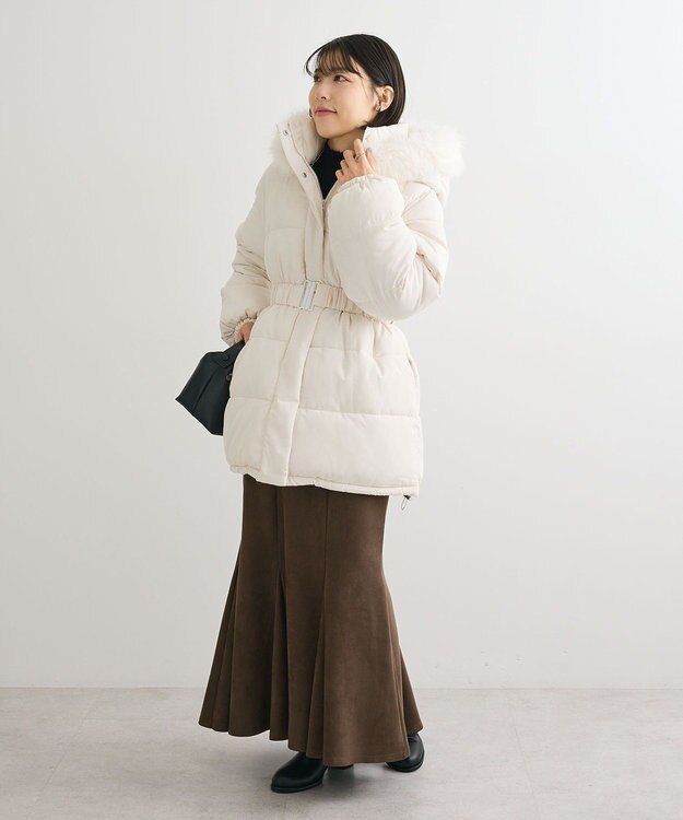 Green Parks ・ｓｗｉｎｇ　ｂｙ　ファイバーダウンベルト付コート Ivory