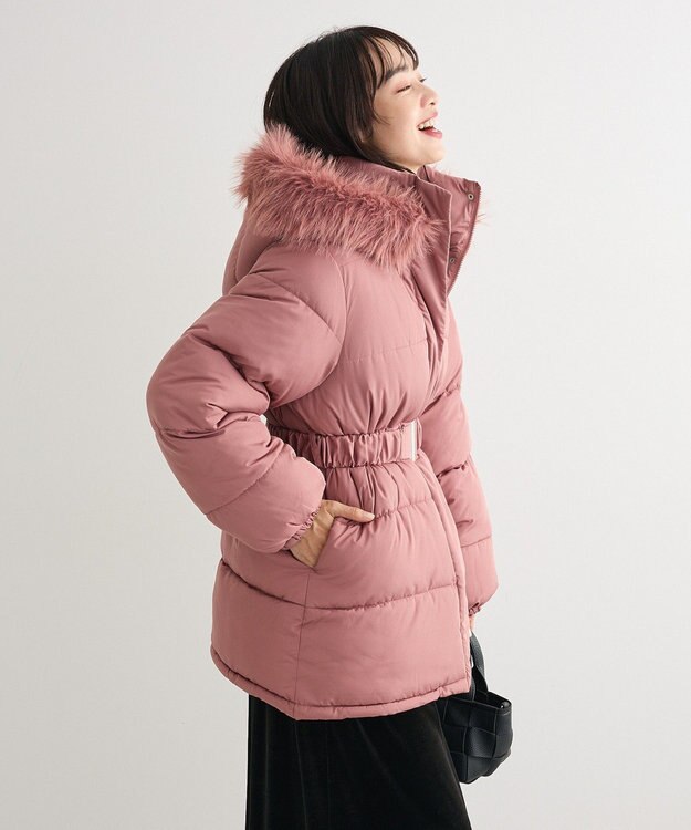 Green Parks ・ｓｗｉｎｇ　ｂｙ　ファイバーダウンベルト付コート Dark Pink