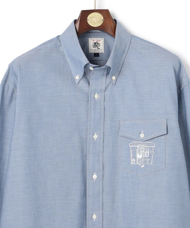 J.PRESS MEN 【AaronChang】【UNISEX】コットンダンガリー シャツ / B.D. / Baggy-Fit ブルー系