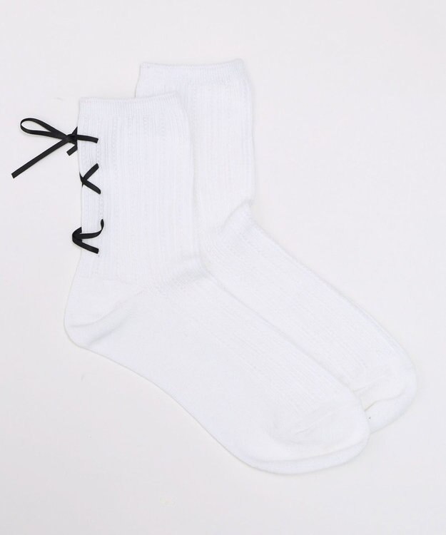 WEGO レースアップバックリボンソックス オフホワイト