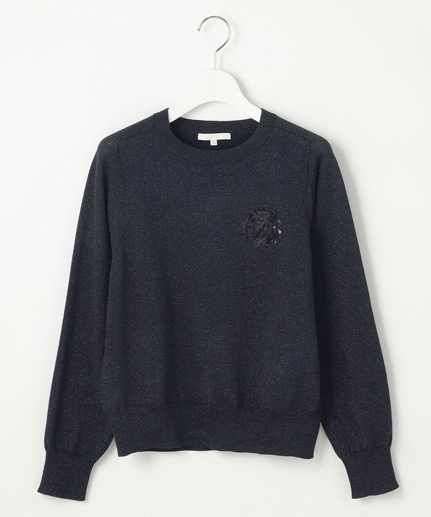 自由区 L 【カタログ掲載・洗える】エンブレム ニット ネイビー