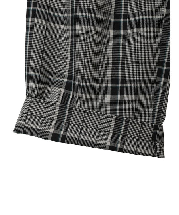 Green Parks 綿麻混バギーパンツ Check Black