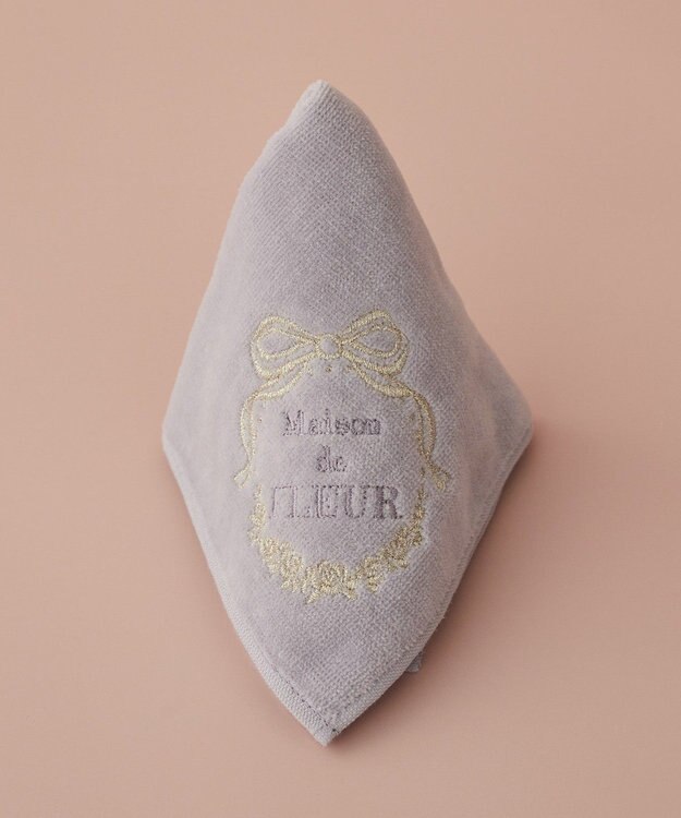Maison de FLEUR リボンフレーム刺繍タオルハンカチ Lavender